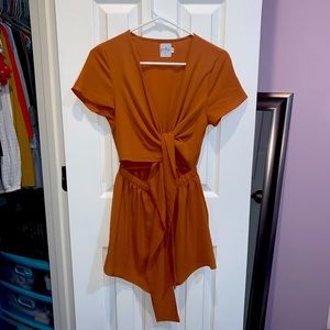 Vibrant Orange Tie-Up Princess Polly Romper